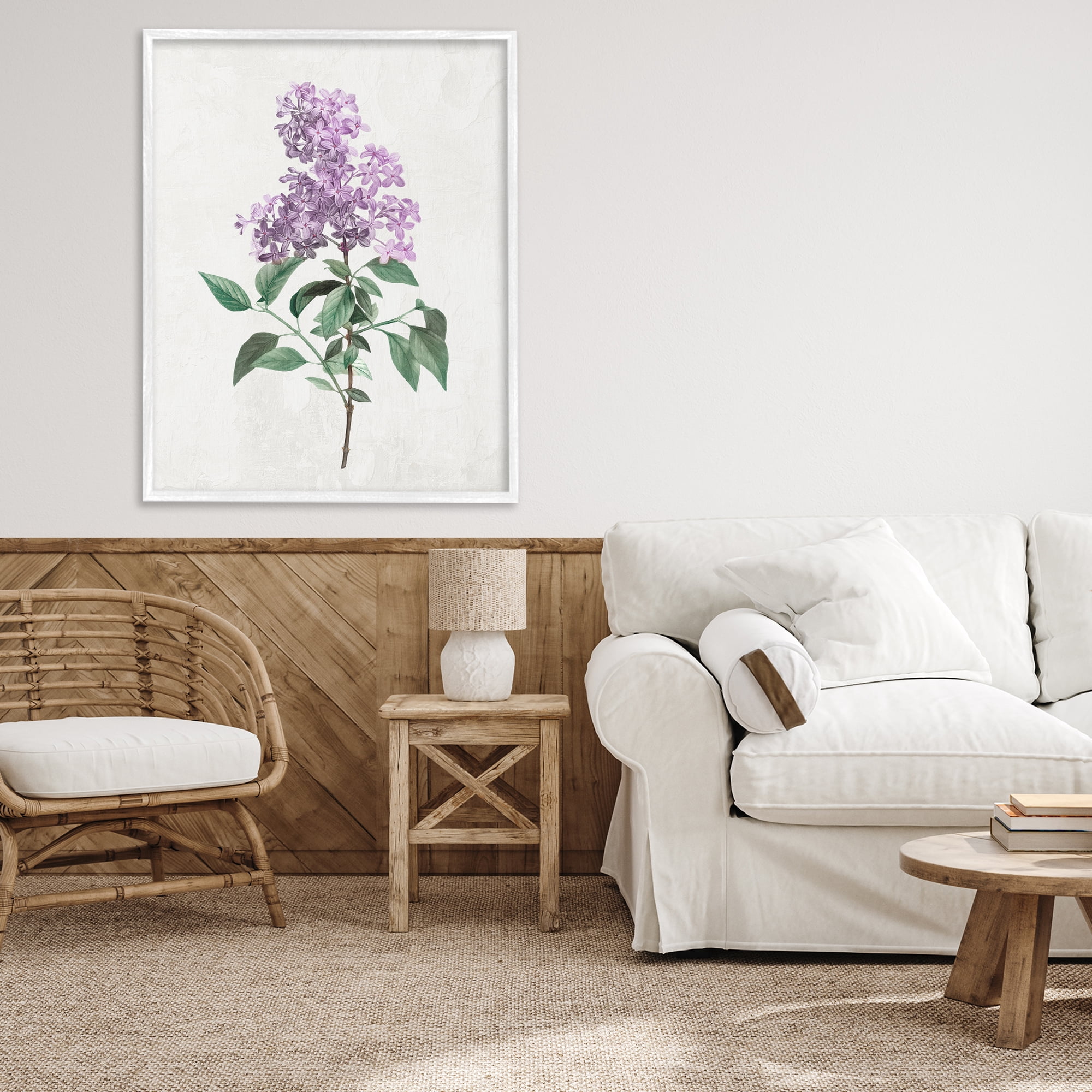 Stupell Industries Lilac Herb Blossoms White Framed Giclee Art, design by Kim Allen