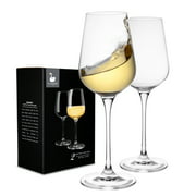 Swanfort White Wine Glass Set 2,14 oz Lead Free Italian Style Wine Glass with Long Stem, Crystal Wine Glasses in Gift Box
