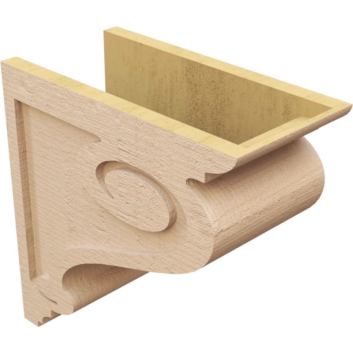 8"W x 16"D x 16"H Classic Scroll Rough Cedar Woodgrain TimberThane Corbel, Primed Tan