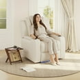 thumbnail image 2 of COLAMY Electric Power Recliner Living Room Chair with Adjustable Headrest, Leather Reclining Seat with Hidden Armrest Storage, Dual Cup Holders, USB Charging, LED, Beige, 2 of 13