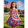thumbnail image 2 of Aideaone Girls 4th of July Dresses Kids Sleeveless Sundress Independence Day Flag 4-13 Years, 2 of 7
