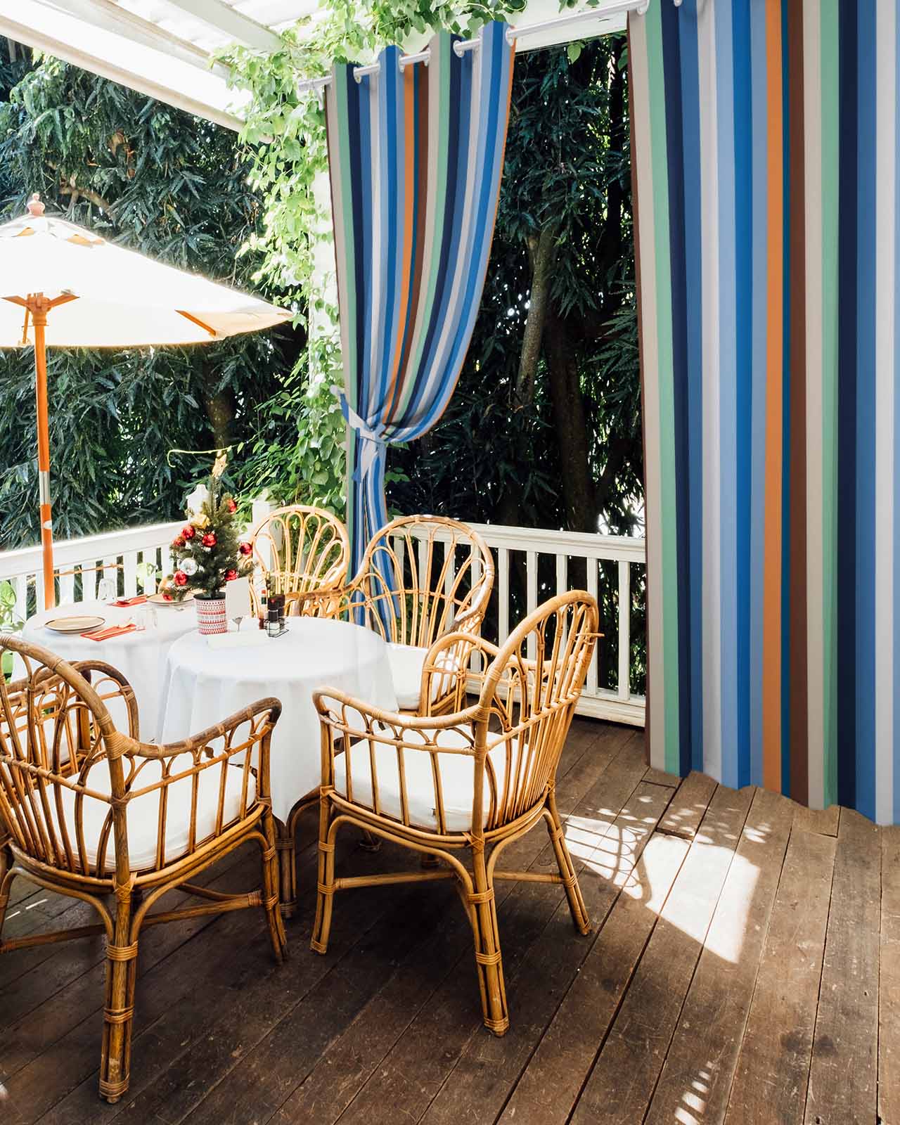 Colorful Striped Outdoor Curtains for Patio, Modern Stripes Art Farmhouse Privacy Drapes Grommet Waterproof Outside Curtains for Porch/Cabana/Balcony 54"x 108", 1 Panel