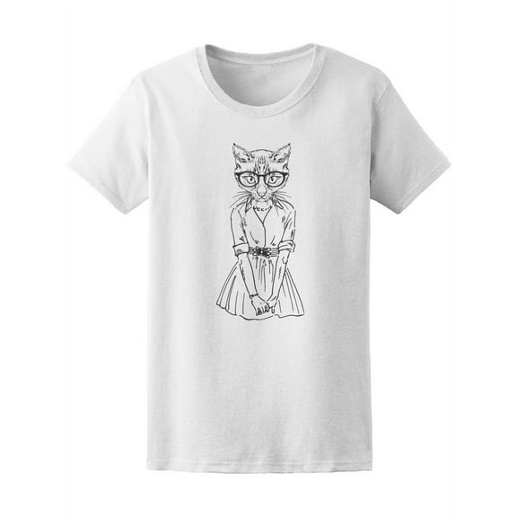 Cute Cat Girl Sketch Tee Women's -Image by Shutterstock