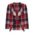 thumbnail image 4 of UQJfacai Womens Plaid Shawl Collar Cardigan Sweaters Long Open Front Flannel Jacket Buffalo Plaid Shacket Fashion Fall Outfits, 4 of 7