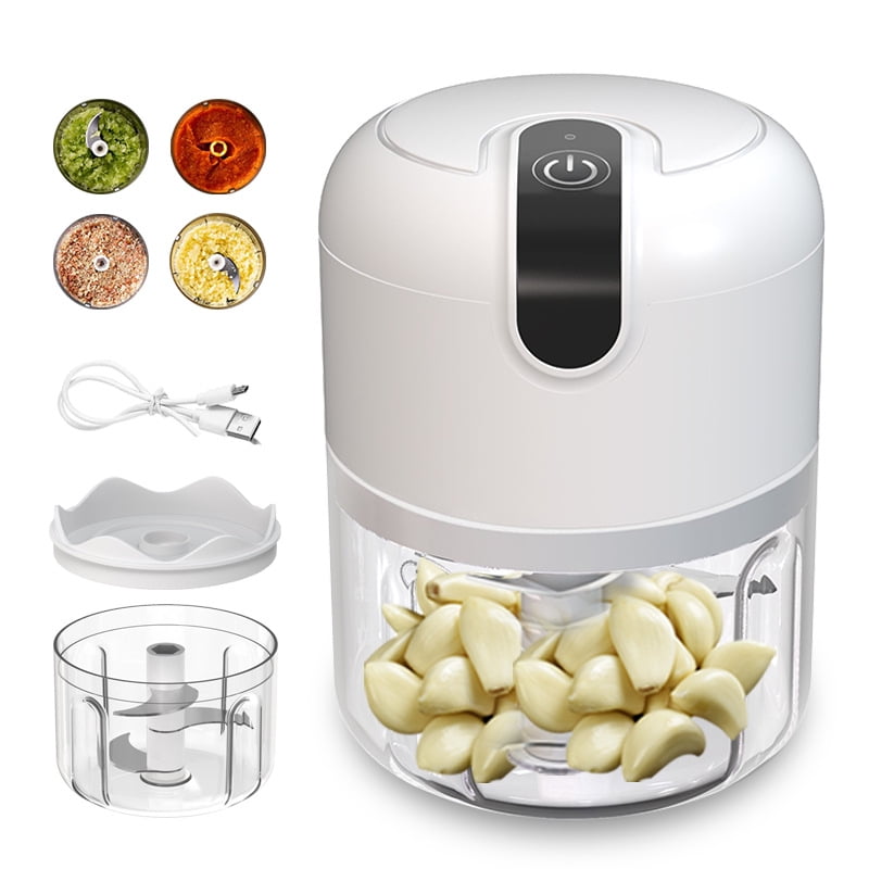 Hachoir à Ail électrique Mini USB - Capacité 250 Ml - Sans Fil Et Portable - Pour Ail, Légumes, épices - Facile à Nettoyer