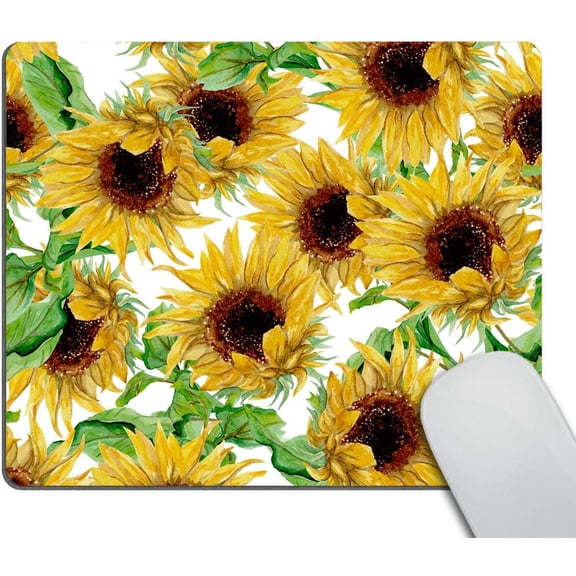 Yellow Sunflowers Painted Mouse pad,Watercolor Sunflowers Design Mousepad Non-Slip Rubber Gaming Mouse Pad Rectangle Mouse Pads 9.5 X 7.9 Inch (240mmX200mmX3mm)