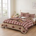 thumbnail image 2 of Queen Quilt Set 90''x96'', Vintage Texas Star Brown Lightweight Summer Bedspread Coverlet Set with 2 Pillow Shams, Red Plaid Berry Farmhouse Breathable All Season Quilt Bedding for Bedroom/Guest Room, 2 of 9