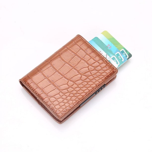 Monedero automático con tarjeta elástica para tarjetas bancarias, monedero, tarjetero, estuche de aleación de aluminio, estuche de aluminio, estuche para tarjetas RFID, diseño compacto