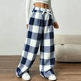 thumbnail image 4 of XFLWAM Women's Fuzzy Plush Pajama Pants Drawstring Elastic Waist Wide Leg Lounge Pants Flannel Plaid Pj Bottoms Sleepwear with Pockets, 4 of 6