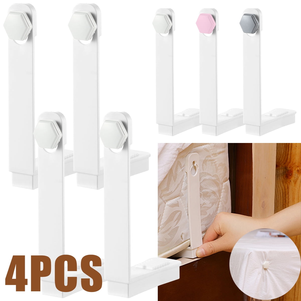 Harupink 4Pcs Bed Sheet Holder Clips Plastic Bed Sheet Clips NoSlip