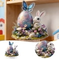 thumbnail image 2 of Junepar 7.9" Easter Acrylic Tabletop Art Flat Bunny & Egg Painting Ornament Spring Decor for Home Office Living Room & Easter Party Display, 2 of 6