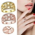 thumbnail image 5 of BNNG Jewelry For Stylish Ladies Gold Plated Engagement Party With Micro Inset Zircon Four Leaf Rings Gold Plated Cubic Zirconia Hollowed Rings for Women Thumb Ring, 5 of 7