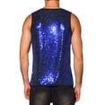 thumbnail image 3 of INSPIRE CHIC Camisetas para hombres sin mangas con cuello redondo de lentejuelas metálicas S Azul, 3 of 4