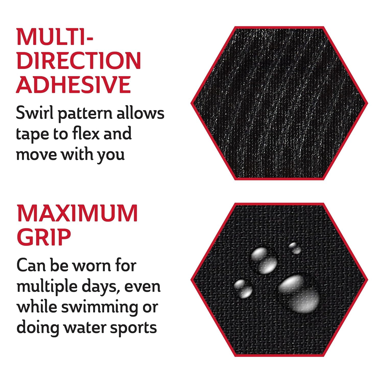 CURAD Kinesiology Tape, Performance Series, Pain Management, Sweat & Water-Resistant, Compression Support, 2 x 10 inches, 20 Strips