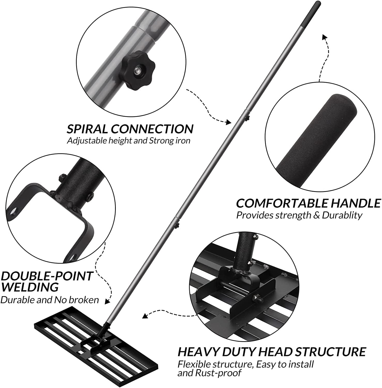 Lawn Leveling Rake, 7FT 30"x10" Levelawn Tool