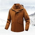 thumbnail image 3 of IYTR Men's Winter Jacket Warm Fleece Lined Windproof Outdoor Hiking Jacket with Hood Thicken Snow Coat Green Brown XL, 3 of 7