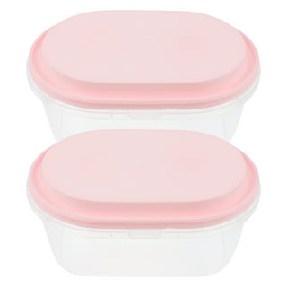 FEOOWV Pack of 2 Ice Cream Plastic Containers with lids, 1.5 QT Ice Cream  Containers, Reusable, with Non-slip Base (Pink)