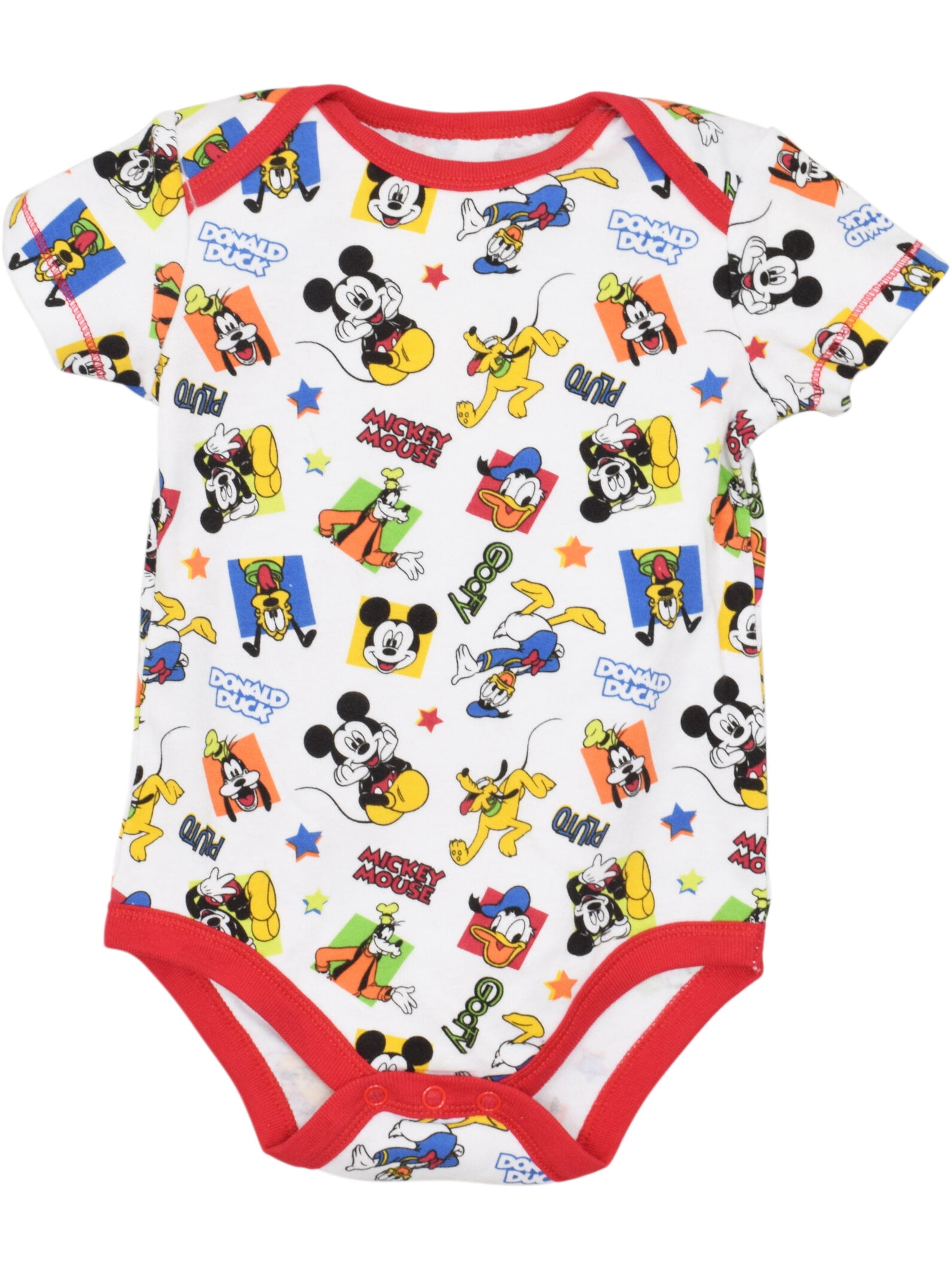 Disney Mickey Mouse & Friends Baby Boys' 5-Pack One Piece Bodysuits Yellow Blue Red Multi