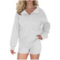 thumbnail image 1 of Timegard Chandail en Molleton pour Femmes Tendance Col en V Pull Décontracté Couleur Unie Sport, 1 of 8