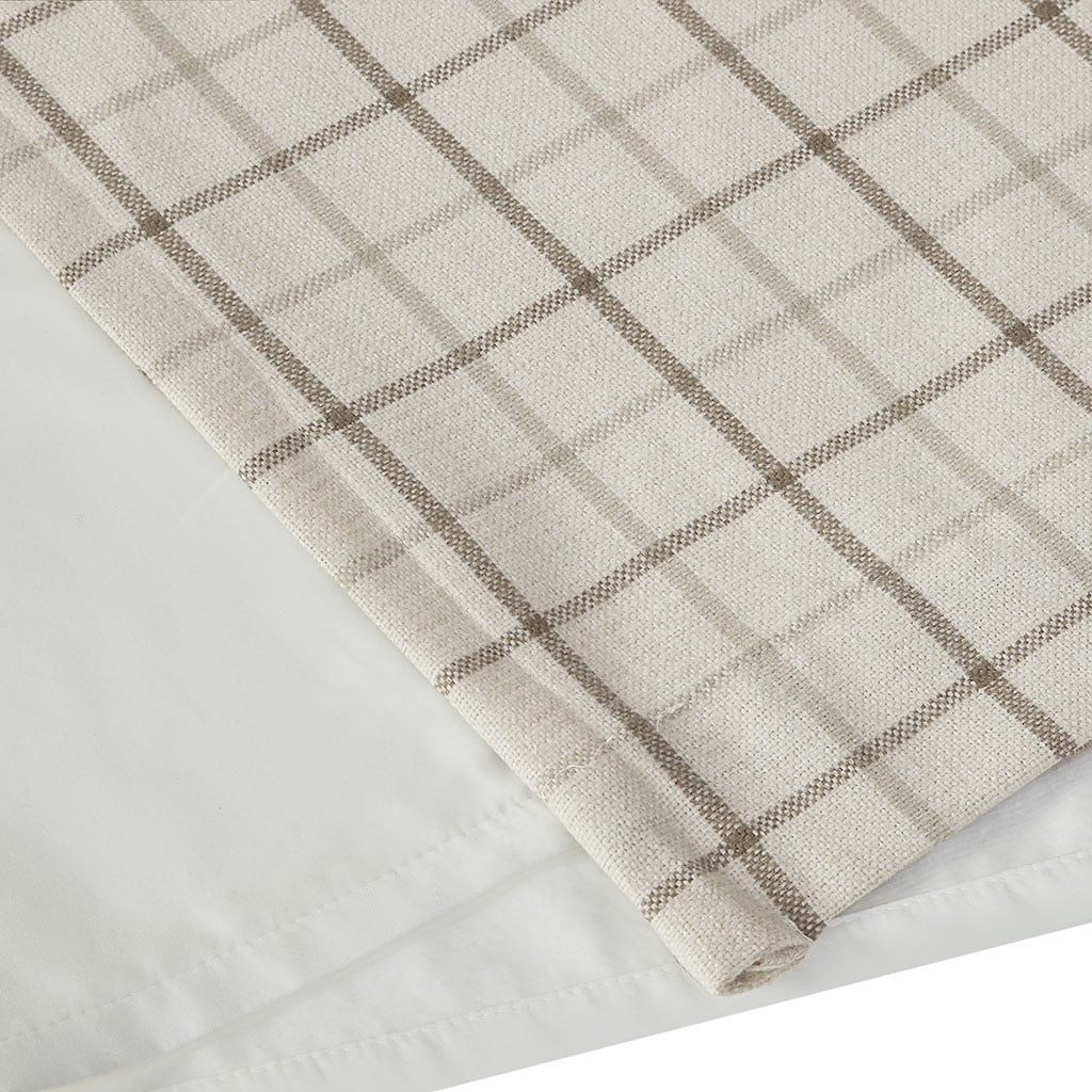 Plaid Rod Pocket and Back Tab Curtain Panel with Fleece Lining Natural 50"x95"