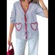 thumbnail image 3 of Tops con Lazo Delantero para Mujer, Top Babydoll de Cuadros , Tops de Abullonada, Tops Veraniegos de Larga con Corazón, Bonitos Azul XL, 3 of 10