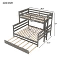 thumbnail image 2 of Harper & Bright Designs Twin XL Over Queen Bunk Bed with Trundle, Wood Frame Detachable into 2 Separate Beds, Sturdy Platform Bunk with Guard Rail & Ladder, Grey, 2 of 16