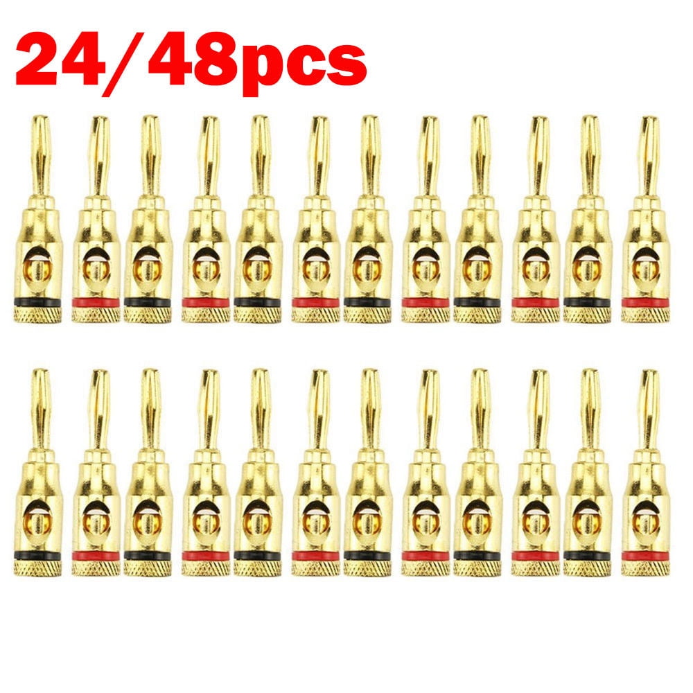 TV Video & Audio Accessories,Video Cables & Interconnects 24Pcs 24K Gold Banana Plug Plugs Audio Speaker Wire Cable Connector 