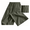 thumbnail image 5 of SAWOBUUN Men's Cotton Linen Pants Breathable Wide Leg Trousers Elastic Drawstring Waist Loose Fit Casual Summer Beach Pants, 5 of 9