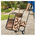 thumbnail image 4 of Firewood Rack with Wheels, Wood Fireplace Wood Holder with Pneumatic Rubber Tiers, Heavy Duty Steel Dolly Hauler, Outdoor & Indoor Firewood for Fireplace, , Black, 4 of 8