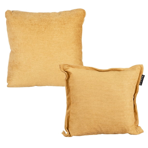 Set de 2 Cojines Decorativos (1 Cuadrado + 1 Cuadrado Grande) Niz Mostaza