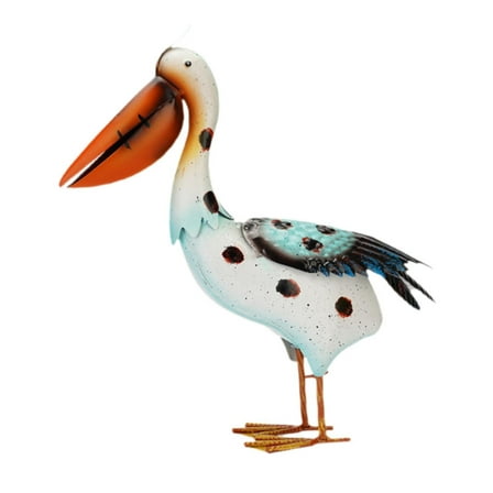 CarpNettore Pelican Statue Animal Figurine Standing Ornament Metal Craft Rustic Vivid Indoor