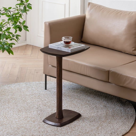 MH London Stirling C Shape End Table, Slide Under Sofa Side Table, Solid Mango Wood C Table for Sofa, 18 x 13.5 x 25 in, Espresso