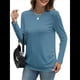 thumbnail image 3 of Camisas de Larga para Mujer, Túnicas, Blusas Holgadas, Elegantes, Cuello Redondo, Suéteres Básicos. Azul XL, 3 of 10