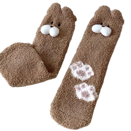 TELOLY 2026 New Fuzzy Socks for Women Anti Friction Heel Guard Boot Socks for Women Extra Sock Lifespan Long Socks for Home Bed Coffee