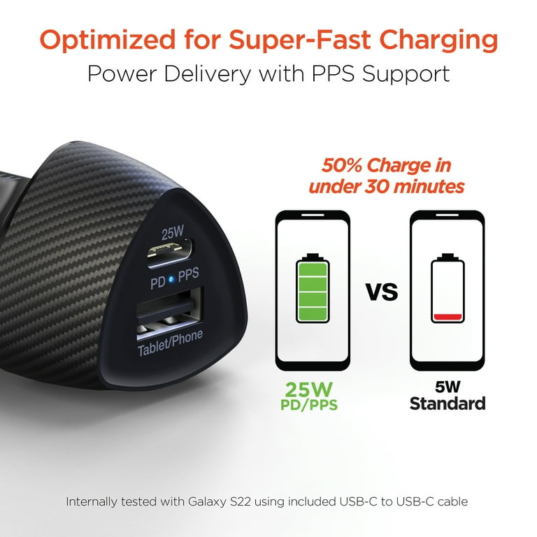 HyperGear 15622 SpeedBoost 25W PD USB-C Car Kit Black