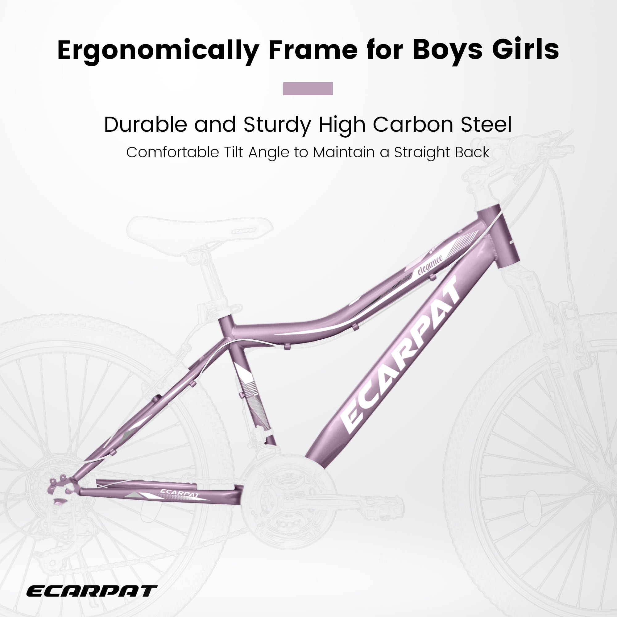 26 Inch Mountain Bike, 21-Speed V-Brake, Front Suspension, Carbon Steel Frame Mountain Bike For Teenagers Girls Women Bicycles