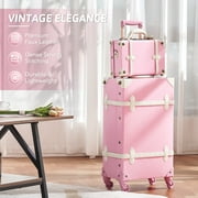 CO-Z Premium PU Vintage Classic Old-Fashioned Trolley Suitcase and Hand Bag Set with TSA Locks Essential Luggage Choice