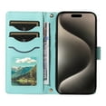 thumbnail image 3 of Crossbody Wallet Case for iPhone 12 Pro Max, Credit Card Slots Elegant PU Leather Magnetic Closure Shoulder Strap Purse Phone Case Flip Kickstand Full Body Protection Cover for Women Girls, Green, 3 of 13