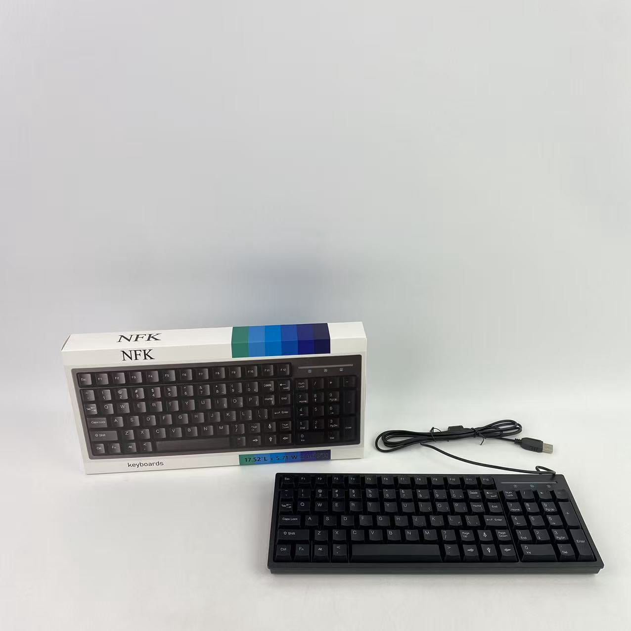NFK Keyboards,Ultra-Slim Compact USB Wired Keyboard for Mac and PC,Windows 10/8 / 7 / Vista/XP (Black) (1PCS)