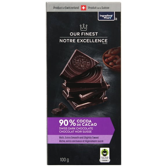 Chocolat noir suisse Notre Excellence à 90 % de cacao