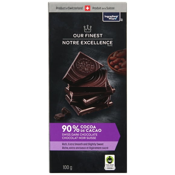 Our Finest 90% Cocoa Swiss Dark Chocolate, 100 g
