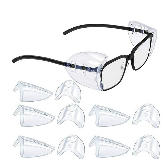5 Pairs Safety Shields, safety shields for eyeglasses clear side shields eye protection slip on shields fits small to medium eyeglasses
