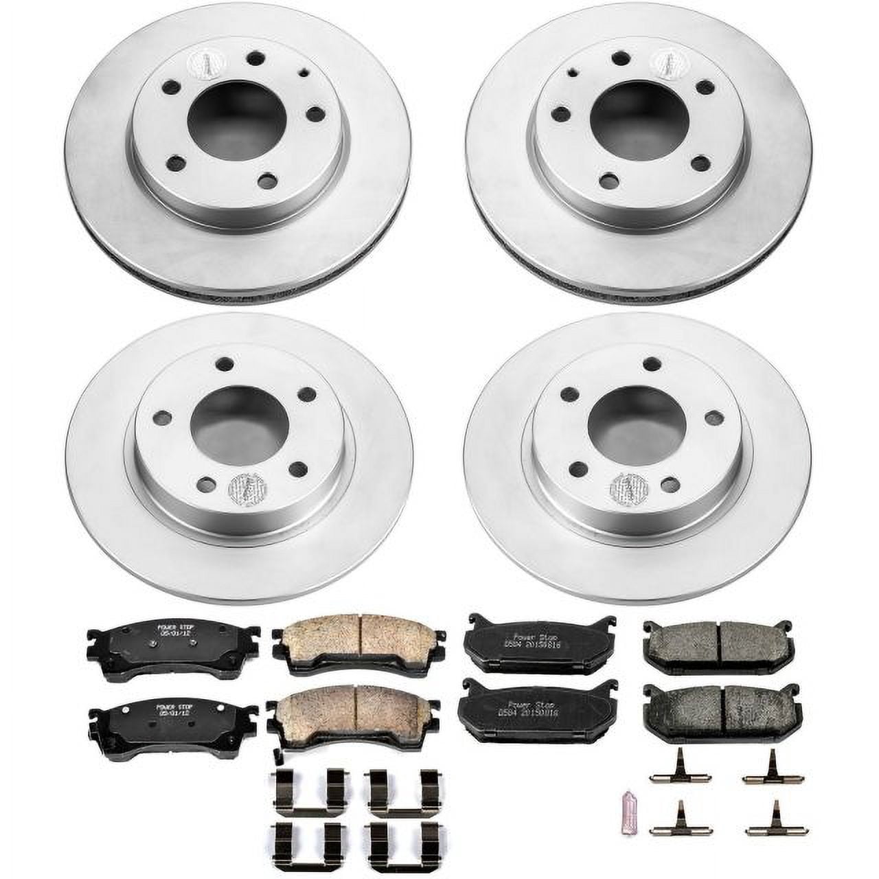 PowerStop Front and Rear Geomet Coated Brake Rotor and Pad Kit Fits: FORD MAZDA Select Models CRK783