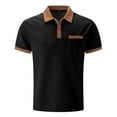 thumbnail image 1 of Playeras Negras Para Hombre Algodon Camiseta De Manga Corta Con Botones Y Bolsillo En El Pecho Con Bloques De Color Para Hombre, 1 of 5