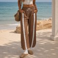 thumbnail image 6 of Women'S Printed Wide Leg Athletic Pants Elastic High Waist With Drawstring Loose Fit Striped Side Casual Joggers With Pockets, 6 of 6