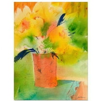 Trademark Art "Southwest Vase with Yellow" Canvas Art by Sheila Golden, 24x32