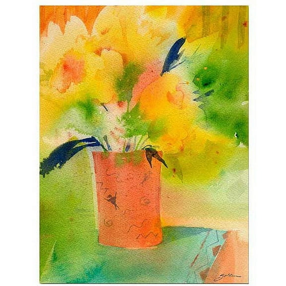 Trademark Art "Southwest Vase with Yellow" Canvas Art by Sheila Golden, 24x32
