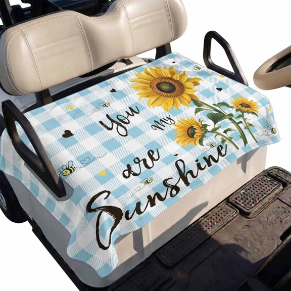 Golf Cart Seat Cover Bee Sunflower Club Car Golf Cart Seat Covers Soft Absorbent Golfcart Towel Blanket Blue Plaid You Are My Sunshine Golf Seat Covers for Cart Decor Fits 2 & 4 Passenger 51"x31"