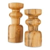 10 And 8 inches Holiday Time Wooden Pillar Candle Holder Set 2 Table Decor