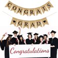 thumbnail image 4 of 2019 Graduation Banner Decorations Graduation Burlap Bunting Banner Linen Hanging Garland Set(CONGRATS GRAD, Burlap Swallowtail Flag), 4 of 8